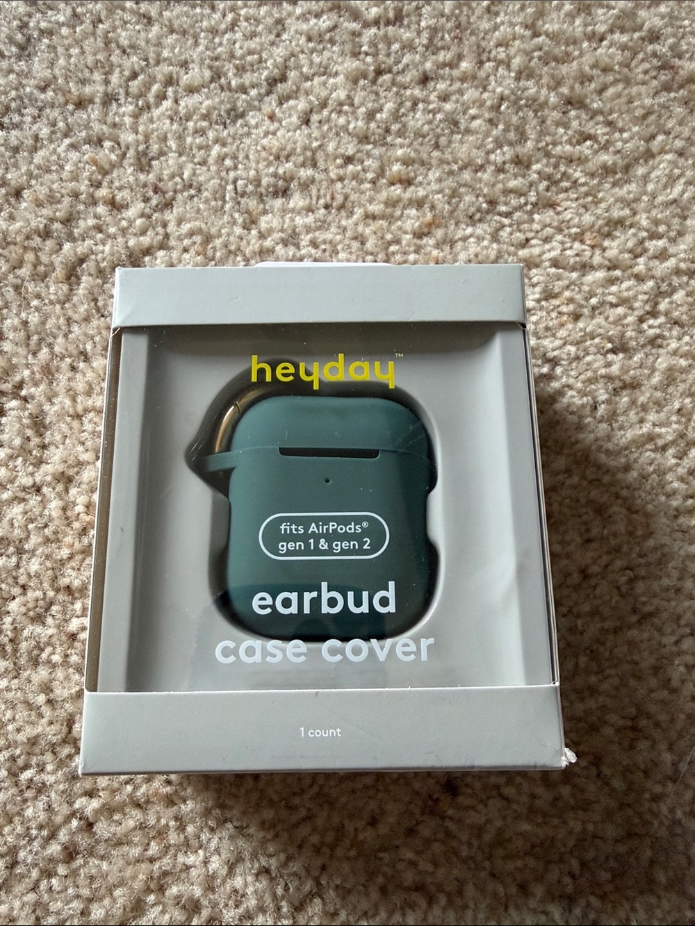 heyday Green Earbud Case Cover with Carabiner